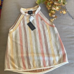 W5 Small Racerneck Sleeveless Striped Sleeveless Top Autumn Colors🍂 🍁🧡💛🤎🤍